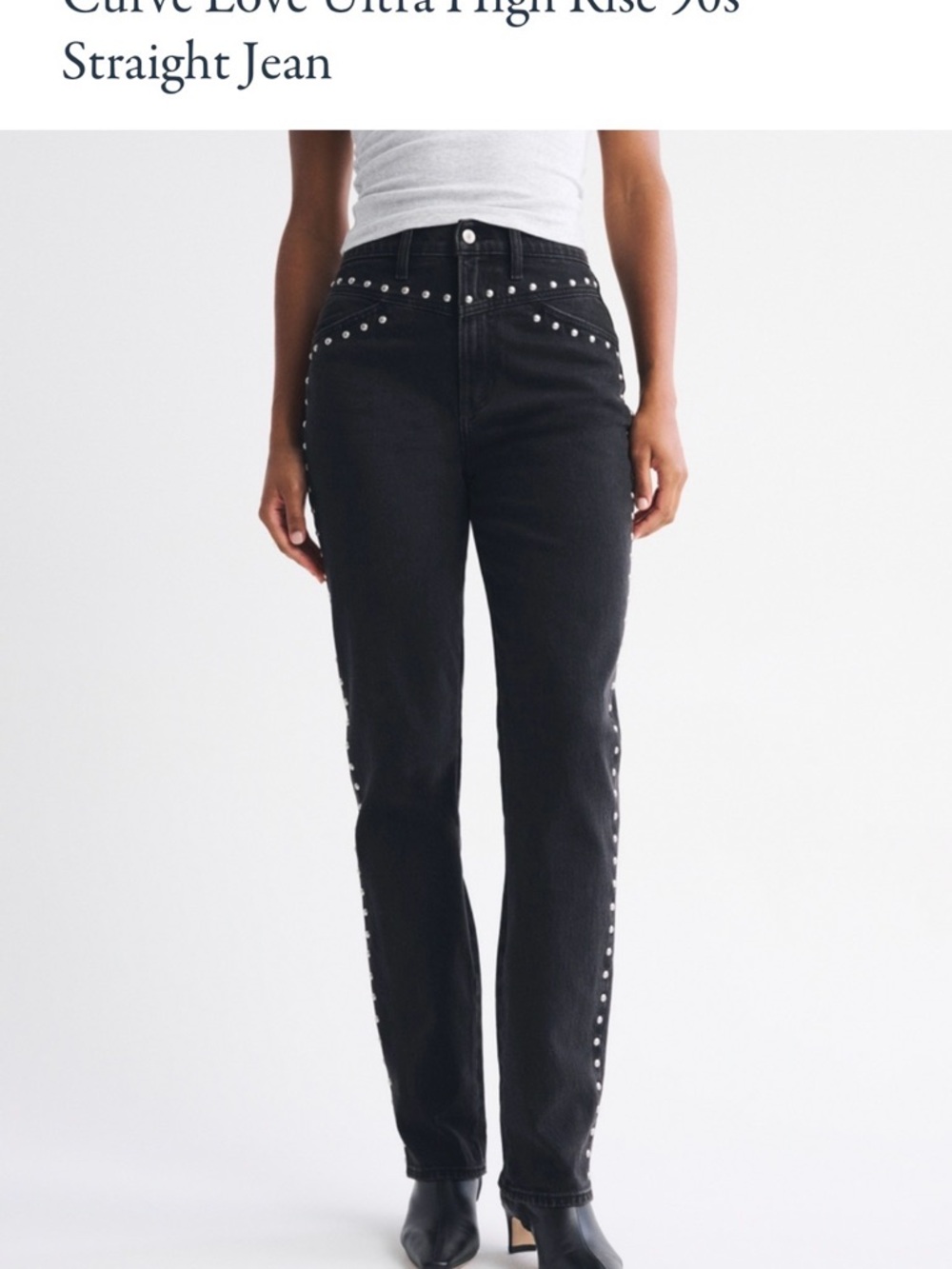 Abercrombie & Fitch Black Straight-Leg Jeans with Silver Stud Trim